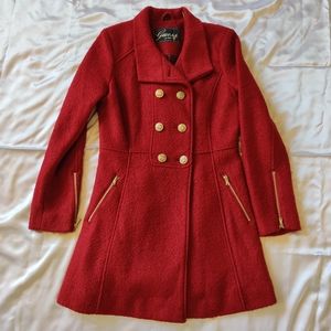 Guess Double Breasted Boiled Wool Peacoat